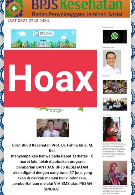 Hati-Hati, Beredar Situs Palsu Menampilkan Foto Dirut BPJS Kesehatan Pusat
