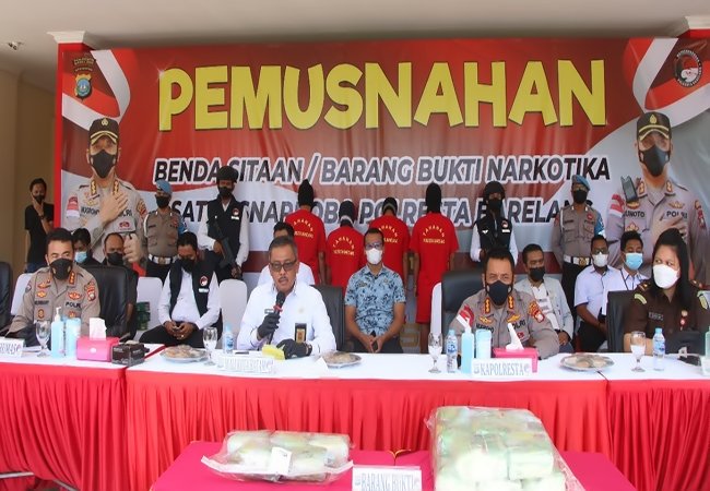 Polresta Barelang Musnahkan 22,249 Kg Shabu