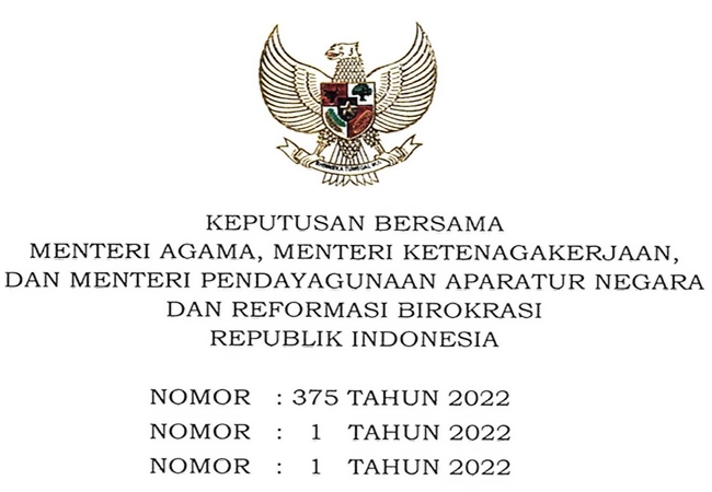 SKB 3 Menteri Tetapkan Hari Libur Nasional dan Cuti Bersama