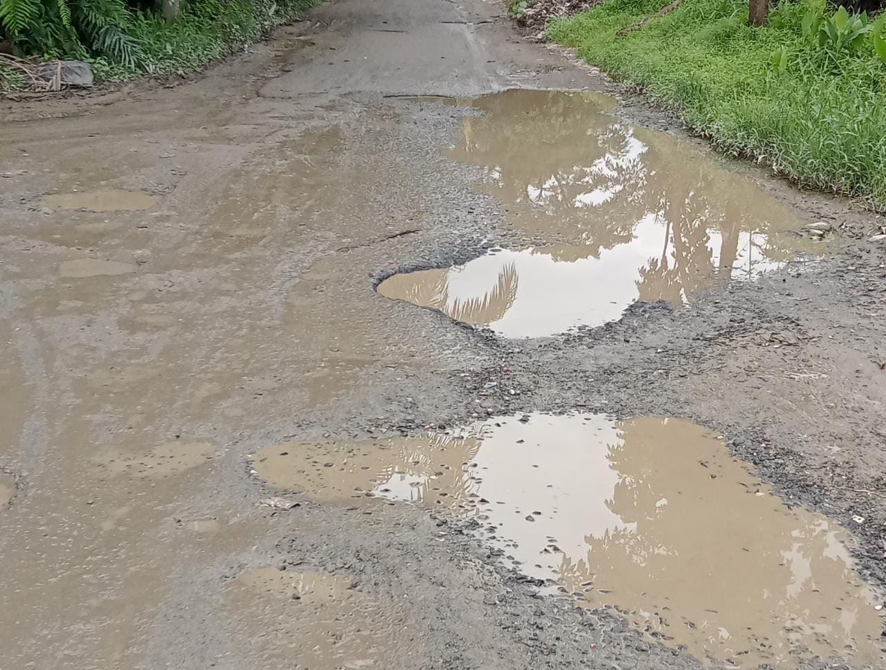 Jalan Rusak dan Berlubang Banyak Bertebaran di Simpang Kongsi