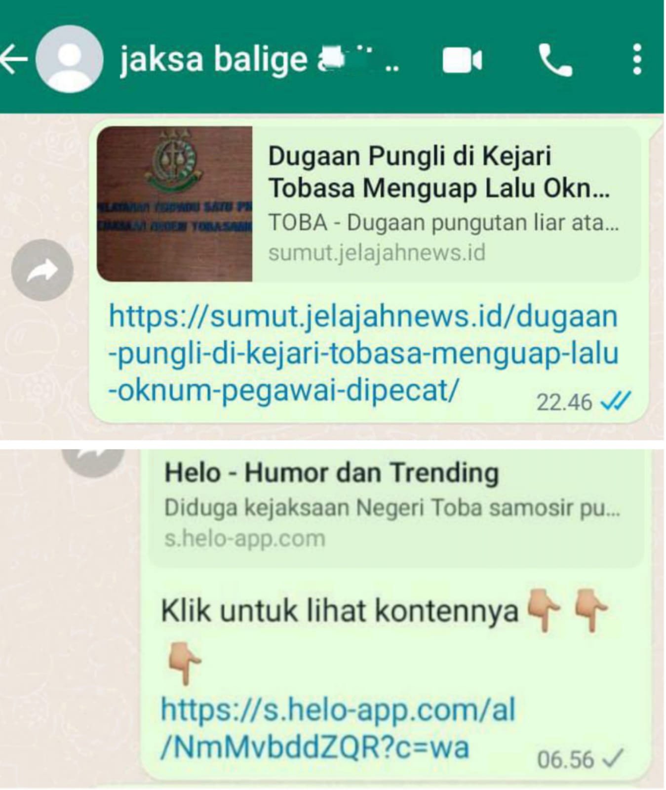 Hendak Konfirmasi Kasus di Kejari Tobasa, Oknum Jaksa Blokir WA Wartawan