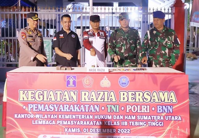 Komitmen Zero Halinar, Lapas Tebing Tinggi Gandeng APH Razia Blok Hunian