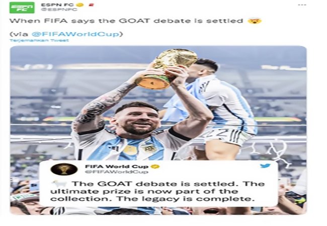 Cuitan Sebut Messi GOAT dan Rendahkan Ronaldo Dihapus FIFA