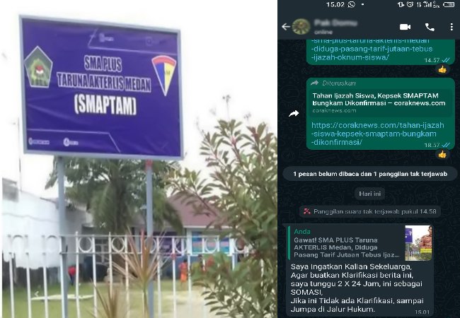 Tidak Terima Dugaan Pungli Diberitakan, Kepsek SMA AKTERLIS 