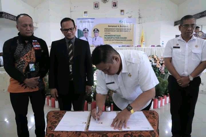 Bupati Dairi MoU dengan BPJS Tenaga Kerja, Perangkat Desa Dijamin Asuransi