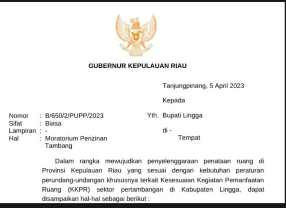 Kabupaten Lingga Ekspor Perdana Pasir Kuarsa  Ditengah Moratorium Pertambangan