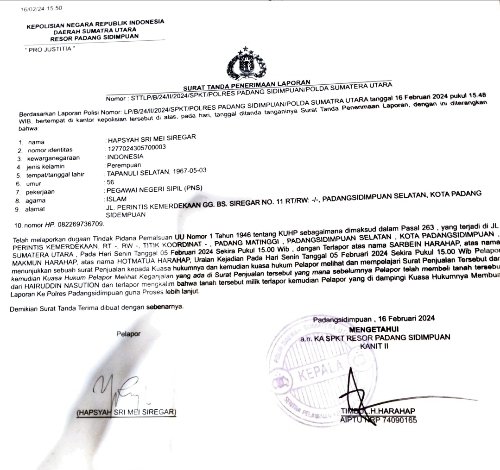 Surat Tanah Diduga Dipalsukan, Hapsyah dan Pengacaranya Buat Laporan Ke Polisi