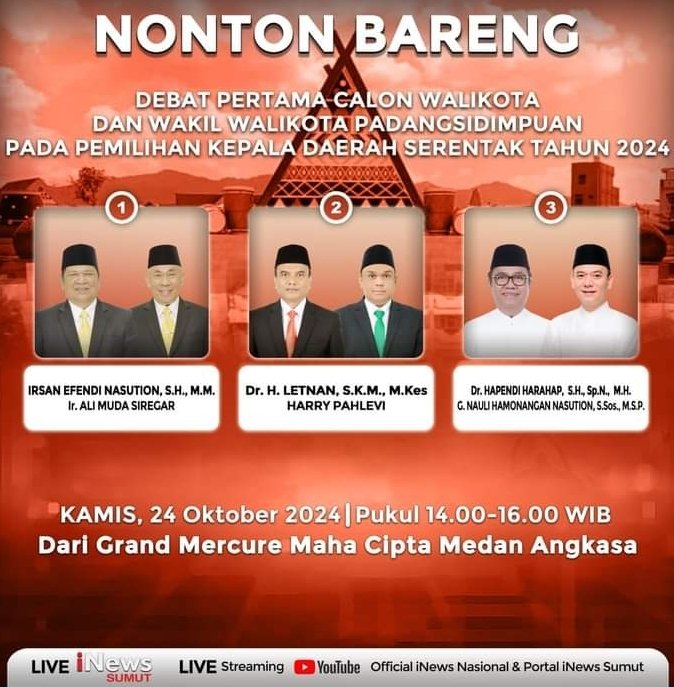 Besok Debat Calon Wali Kota Sidimpuan, Berikut Ajakan KPU dan Imbauanya