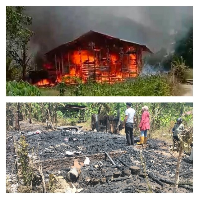 Rumah Kayu di Kelurahan Pijorkoling Kota Sidimpuan Hangus Terbakar