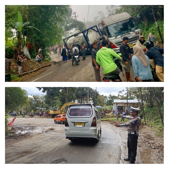 Macet dan Pungli Akibat Truck Terjebak Lobang di Tapsel, Kini Berjalan Lancar