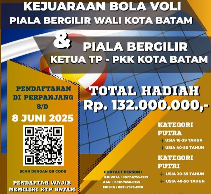 Pemko Batam Gelar Kejuaraan Voli Tahun 2025 , Total Hadiah Rp 132 Juta