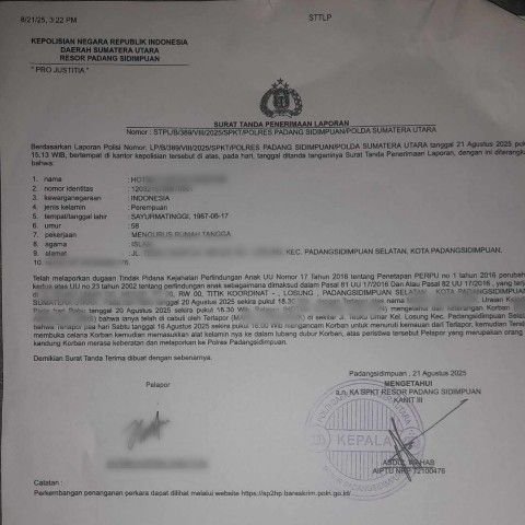 Dugaan Sodomi Anak SD di Sidimpuan: Pelaku Belum Ditahan, Keluarga Korban Curiga Ada 'Orang Dalam'