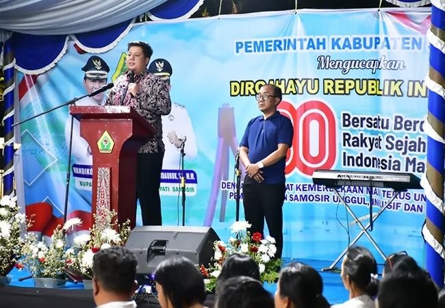 Bupati dan Wakil Bupati Samosir Apresiasi Keberhasilan Paskibraka dalam Upacara HUT RI ke-80