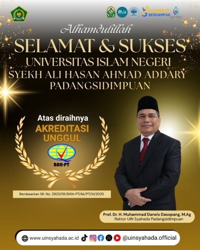 Prestasi Besar! UIN Syahada P.Sidimpuan Ditetapkan Sebagai Kampus Berakreditasi Unggul
