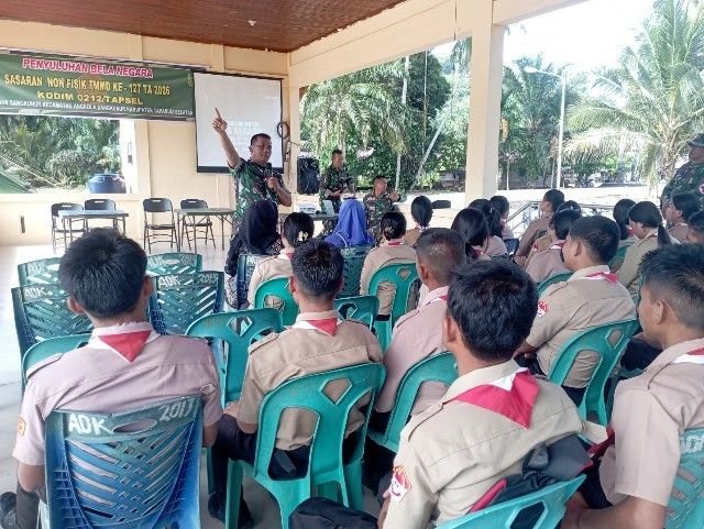 Tanamkan Jiwa Patriotisme, Satgas TMMD ke-127 Berikan Penyuluhan Bela Negara di Angkola Sangkunur