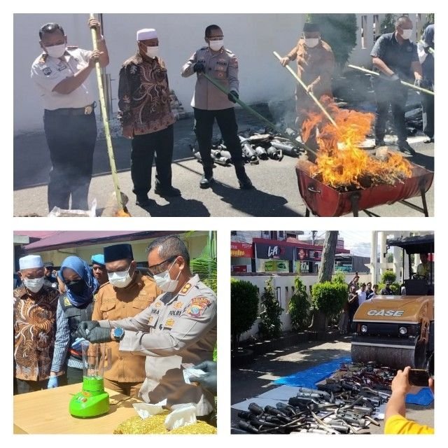 Forkopimda Kompak! Polres P.Sidimpuan Musnahkan Narkoba hingga Knalpot Brong,