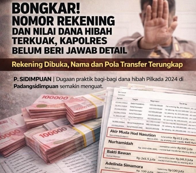 Bongkar! Nomor Rekening dan Nilai Dana Hibah Terkuak, Kapolres Belum Beri Jawab Detail