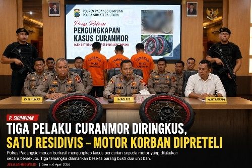 Tiga Pelaku Curanmor di P.Sidimpuan Diringkus, Satu Residivis - Motor Korban Dipreteli