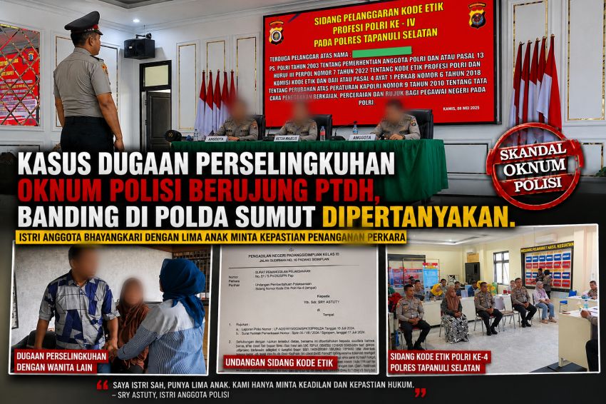 Kasus Dugaan Perselingkuhan Oknum Polisi Berujung PTDH, Banding di Polda Sumut Dipertanyakan