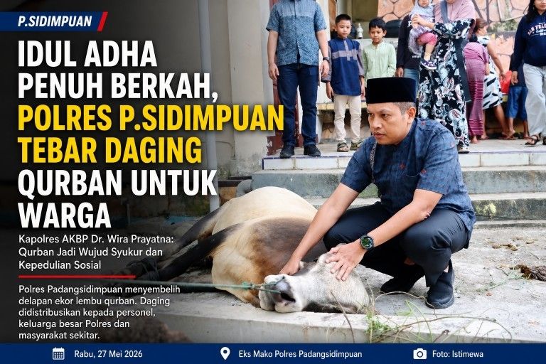 Idul Adha Penuh Berkah, Polres P.Sidimpuan Tebar Daging Qurban untuk Warga