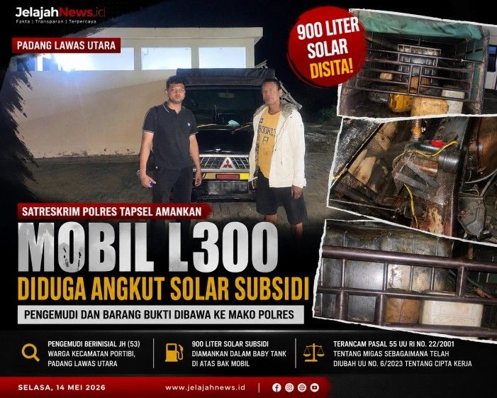 Angkut 900 Liter Solar Subsidi, Mobil L300 Diamankan Satreskrim Polres Tapsel di Paluta