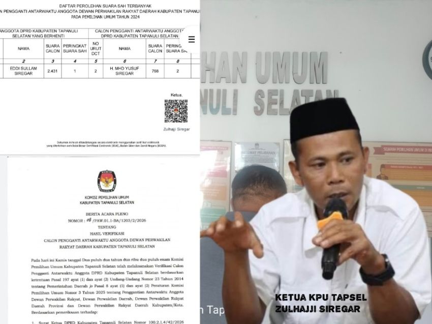 PAW NasDem Rampung, KPU Tapsel Ajukan M.Yusuf Siregar Calon Kuat Pengganti Eddi Sullam