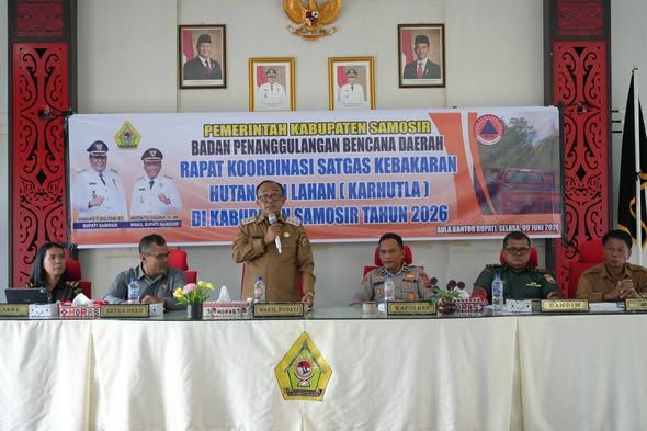 Rakor Satgas Karhutla 2026, Pemkab Samosir Perkuat Kesiapsiagaan Jelang Trail of The Kings