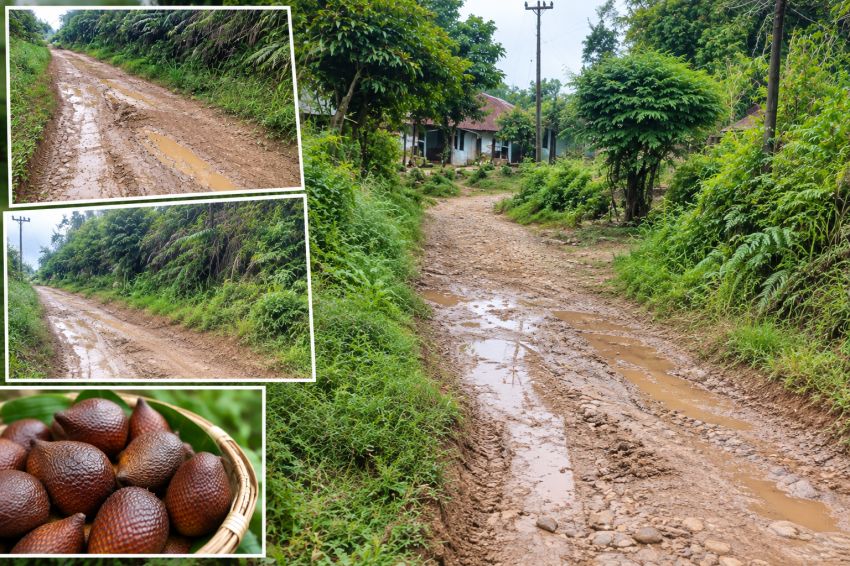Jalan Rusak di Dusun Paten Dikeluhkan Warga, Angkut Hasil Salak hingga Berobat Terkendala