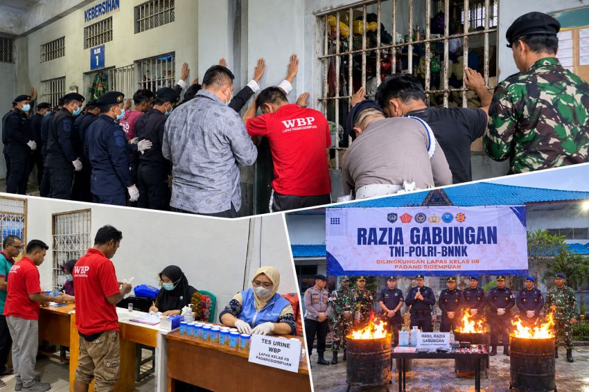 Razia Gabungan di Lapas P.Sidimpuan, Narkoba hingga Sajam Nihil, 50 WBP Tes Urine