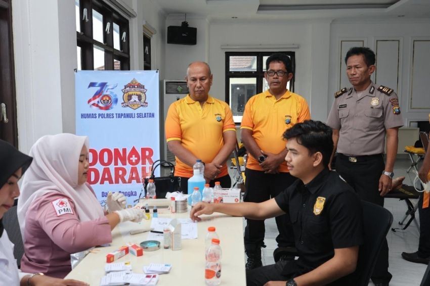 Setetes Darah untuk Sesama, Polres Tapsel Kumpulkan 21 Kantong di HUT ke-75 Humas Polri