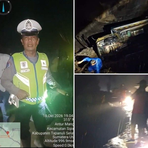 Longsor di Aek Sulum, Truk Terperosok dan Jalinsum Sipirok Macet Total